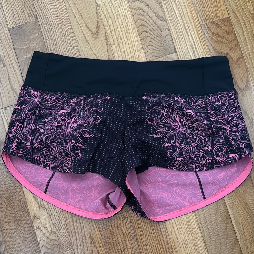 Lululemon Athletica Black and Pink Running Shorts